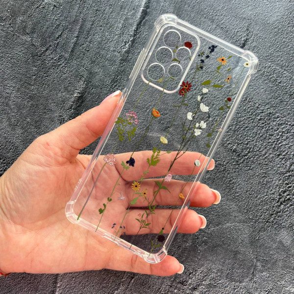 Чохол для Samsung Galaxy A33 з захистом камери з квітами ліани протиударний прозорий силіконовий чохол