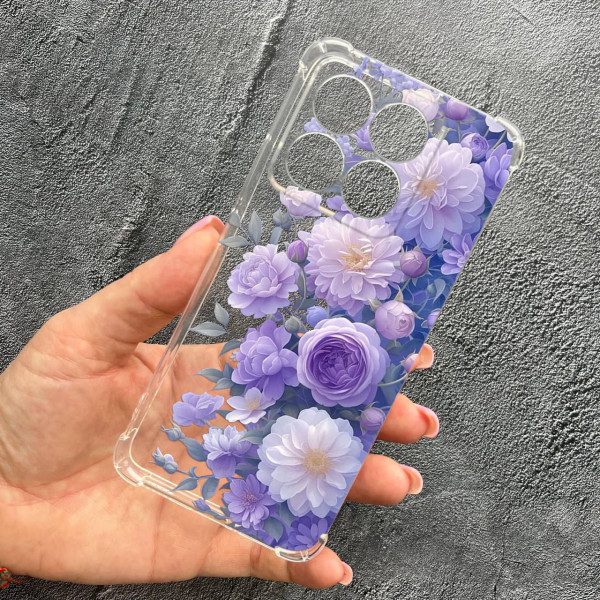 Чехол для Xiaomi 14T Pro с защитой камеры с цветами лавандовые пионы нежные противоударный прозрачный силиконовый чехол