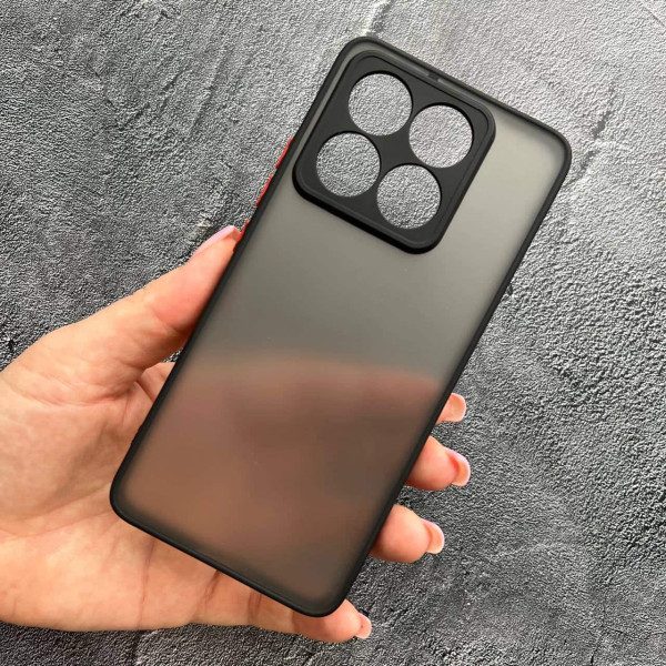 Чехол для Xiaomi 14T Pro с защитой камеры матовый пластик без дизайна с черным бортиком
