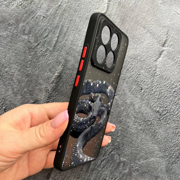 Чохол для Xiaomi 14T Pro з захистом камери зі змією з блискітками