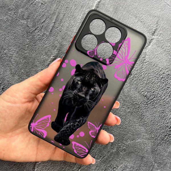 Чехол для Xiaomi 14T Pro с защитой камеры с пантерой и бабочками