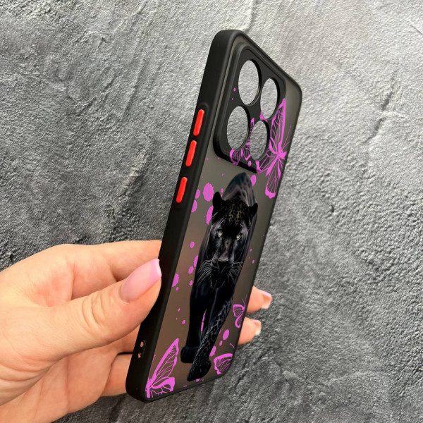 Чехол для Xiaomi 14T Pro с защитой камеры с пантерой и бабочками