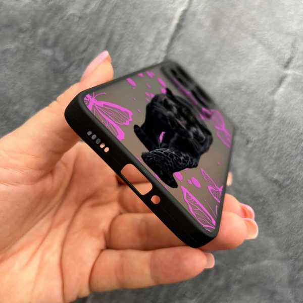 Чехол для Xiaomi 14T Pro с защитой камеры с пантерой и бабочками