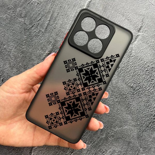 Чохол для Xiaomi 14T Pro з захистом камери з вишиванкою чорна українська