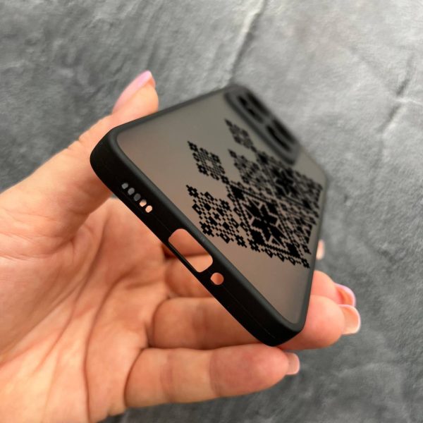 Чехол для Xiaomi 14T Pro с защитой камеры с вышиванкой черная украинская