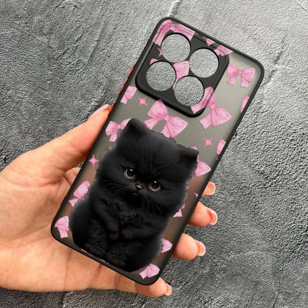 Чохол для Xiaomi 14T Pro з захистом камери дитячий з котиком та бантиками