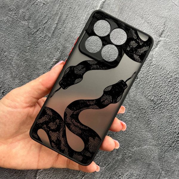 Чехол для Xiaomi 14T Pro с защитой камеры с черной змеей