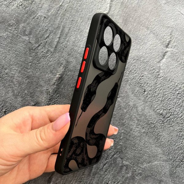 Чехол для Xiaomi 14T Pro с защитой камеры с черной змеей
