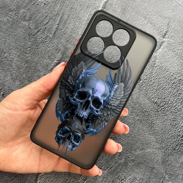 Чехол для Xiaomi 14T Pro с защитой камеры с черепом и крыльями