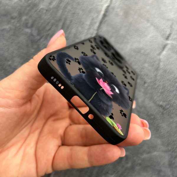 Чехол для Xiaomi 14T Pro с защитой камеры детский с котом и цветком