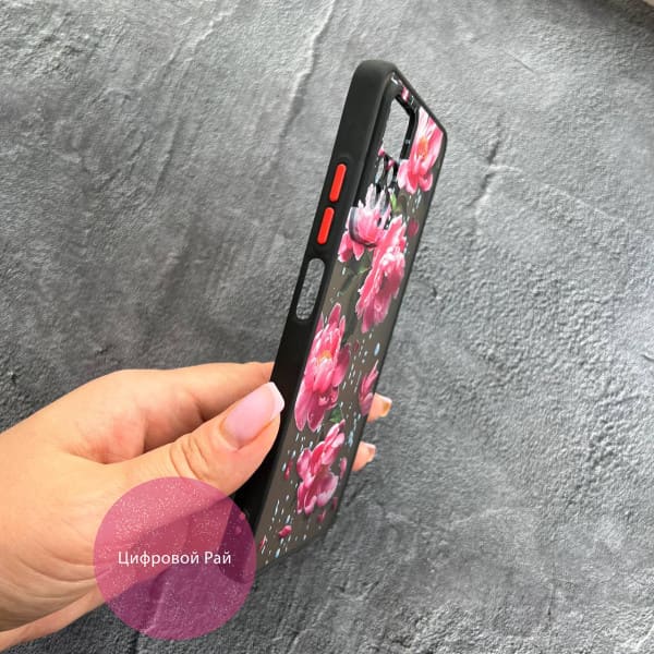 Чехол для Xiaomi Redmi Note 11 / Note 11s с защитой камеры с цветами и дождем