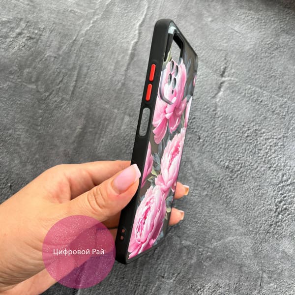 Чехол для Xiaomi Redmi Note 11 / Note 11s с защитой камеры с цветами пионами крупными