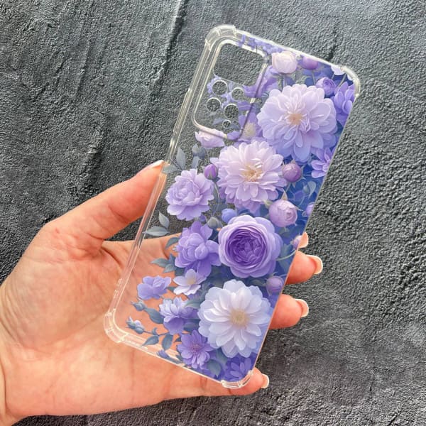 Чохол для Xiaomi Redmi Note 11 / Note 11s з захистом камери з квітами бузкові півонії ніжні протиударний прозорий силіконовий чохол