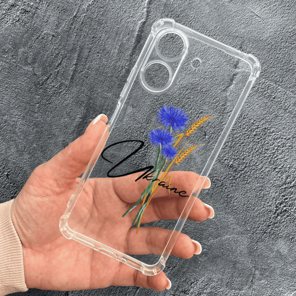 Чехол для Xiaomi Redmi 13C 4G / Poco C65 с защитой камеры патриотический с волошкой противоударный прозрачный силиконовый чехол