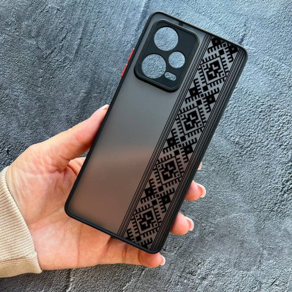 Чохол для Xiaomi Redmi Note 12 Pro 5G з захистом камери з вишиванкою чорна оригінальна
