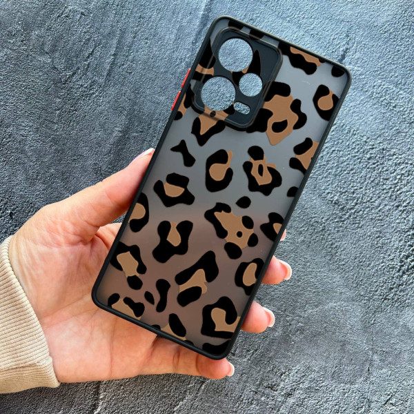 Чохол для Xiaomi Redmi Note 12 Pro 5G з захистом камери з леопардом шоколадним