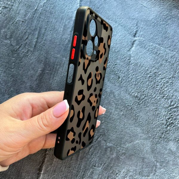 Чохол для Xiaomi Redmi Note 12 Pro 5G з захистом камери з леопардом шоколадним