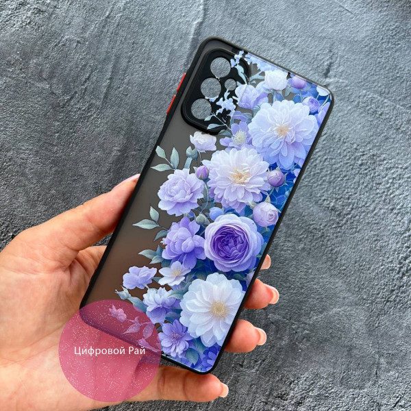 Чохол для Samsung Galaxy M23 5G з захистом камери з бузковими квітами