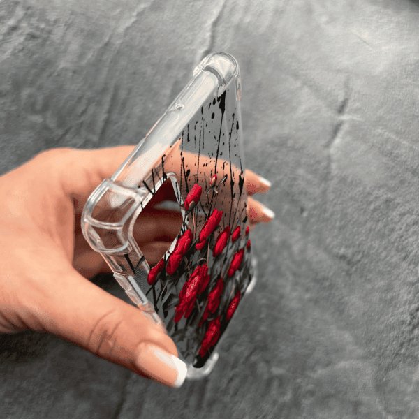 Чохол для Samsung Galaxy A51 з квітами червоні півонії маленькі протиударний прозорий силіконовий чохол