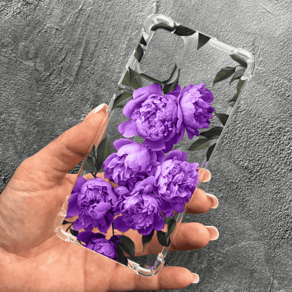 Чохол для Samsung Galaxy A51 з квітами бузкові півонії протиударний прозорий силіконовий чохол