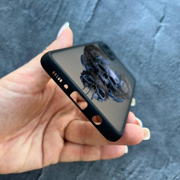 Чехол для Samsung Galaxy A51 с защитой камеры с черепом и крыльями