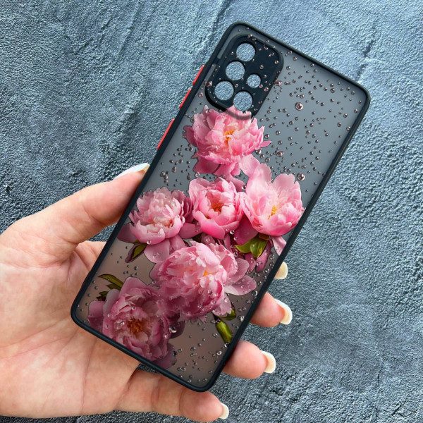 Чехол для Samsung Galaxy A51 с защитой камеры с цветами и каплями