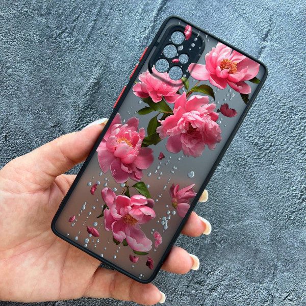 Чехол для Samsung Galaxy A51 с защитой камеры с цветами и дождем