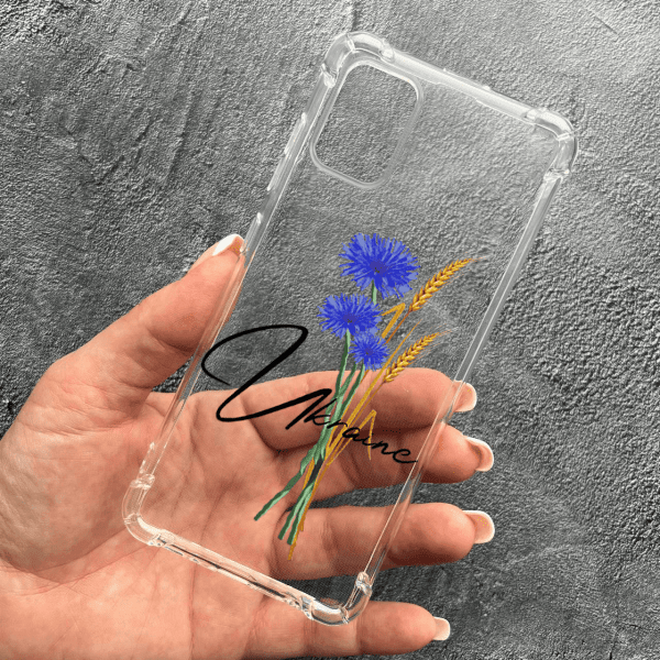 Чехол для Samsung Galaxy A71 патриотический с волошкой противоударный прозрачный силиконовый чехол