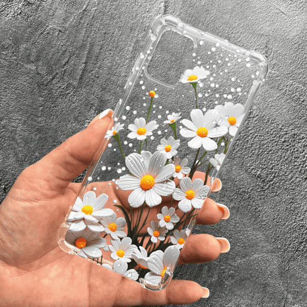 Чохол для Samsung Galaxy A71 з квітами ромашки білі протиударний прозорий силіконовий чохол
