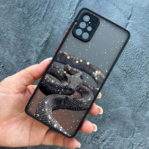 Чохол для Samsung Galaxy A51 з захистом камери зі змією з блискітками