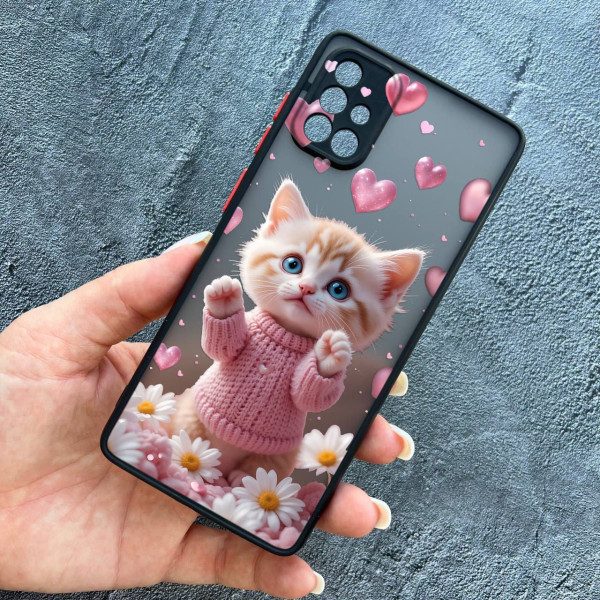 Чохол для Samsung Galaxy A51 з захистом камери з котиком в квітах ромашки