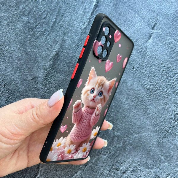 Чохол для Samsung Galaxy A51 з захистом камери з котиком в квітах ромашки