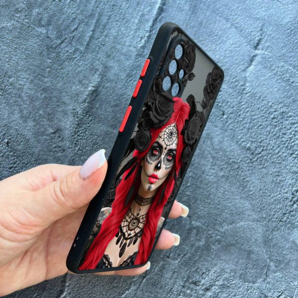 Чохол для Samsung Galaxy A51 з захистом камери дівчина Санта-Муерте у трояндах