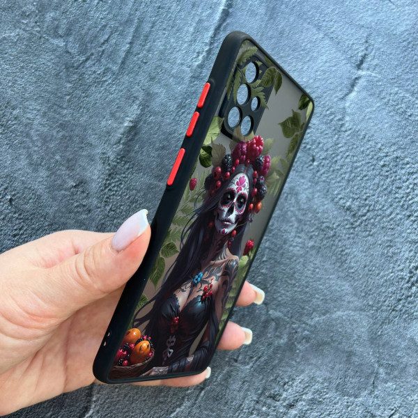 Чохол для Samsung Galaxy A51 з захистом камери дівчина Санта-Муерте та листями