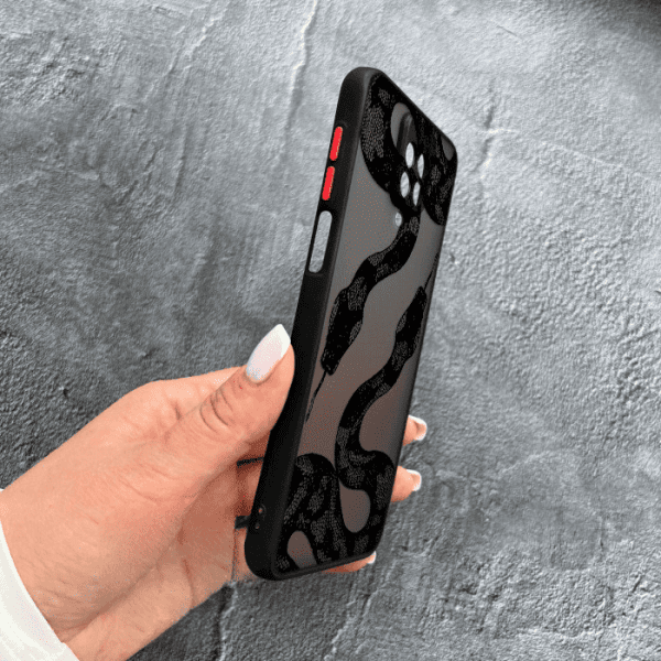 Чехол для Xiaomi Redmi Note 9s / Note 9 Pro / Note 9 Pro Max с защитой камеры с черной змеей