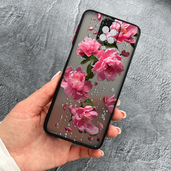 Чохол для Xiaomi Redmi Note 9s / Note 9 Pro / Note 9 Pro Max з захистом камери з квітами та дощем