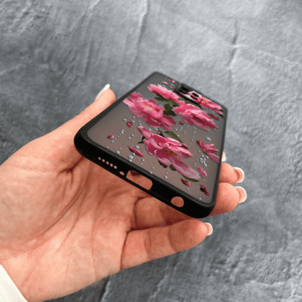 Чехол для Xiaomi Redmi Note 9s / Note 9 Pro / Note 9 Pro Max с защитой камеры с цветами и дождем