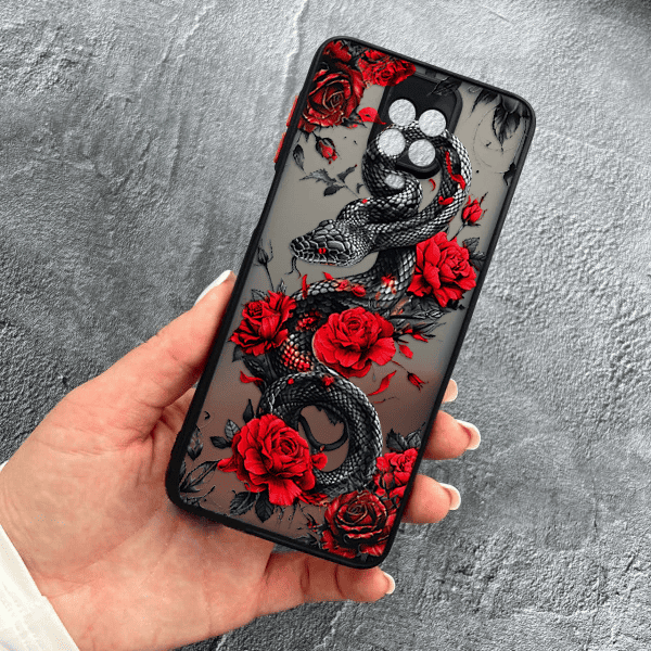 Чохол для Xiaomi Redmi Note 9s / Note 9 Pro / Note 9 Pro Max з захистом камери з змією в квітах