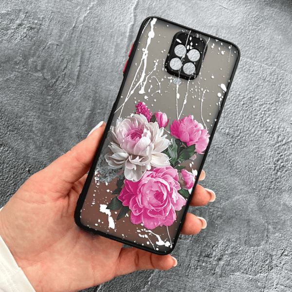 Чохол для Xiaomi Redmi Note 9s / Note 9 Pro / Note 9 Pro Max з захистом камери з квітами півонії класичні