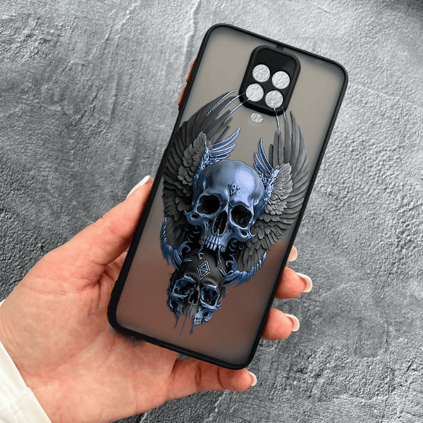 Чехол для Xiaomi Redmi Note 9s / Note 9 Pro / Note 9 Pro Max с защитой камеры с черепом и крыльями