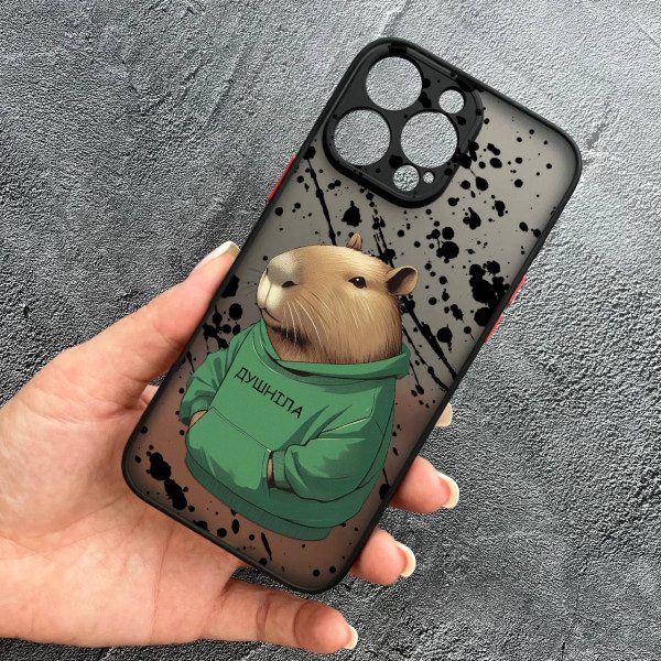 Чехол для iPhone 16 Pro с защитой камеры с капибарой