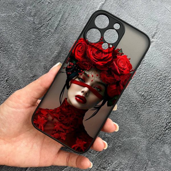 Чехол для iPhone 16 Pro с защитой камеры с девочкой и цветами