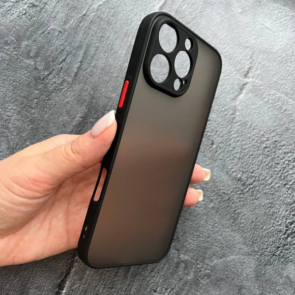 Чехол для iPhone 16 Pro с защитой камеры матовый пластик без дизайна