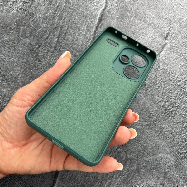 Чехол для Xiaomi Redmi Note 13 Pro Plus с защитой камеры софт-тач темно-зеленый чехол
