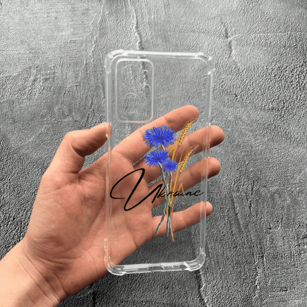 Чехол для Oppo A76 / A96 с защитой камеры патриотичный с волошкой противоударный прозрачный силиконовый чехол