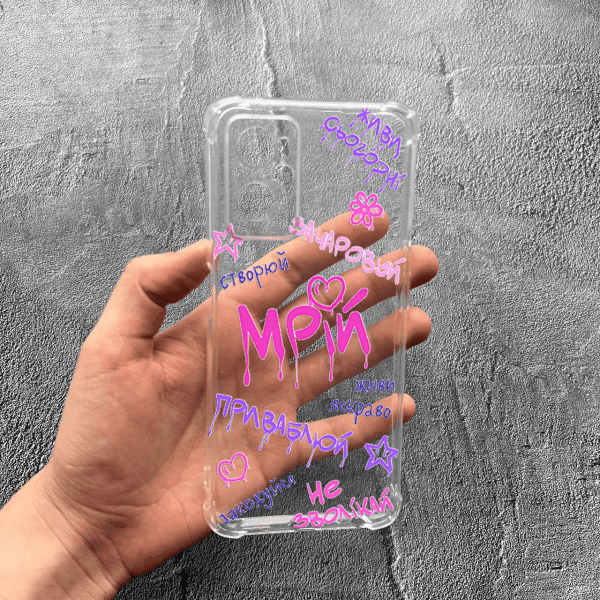 Чехол для Oppo A76 / A96 с защитой камеры с надписью мечтай противоударный прозрачный силиконовый чехол