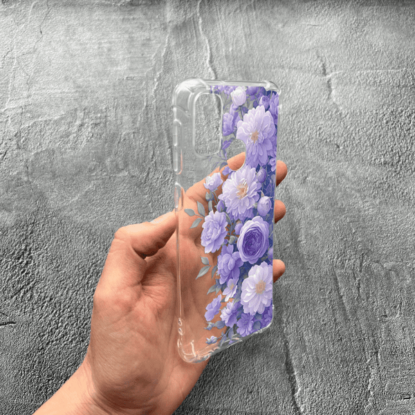 Чохол для Samsung Galaxy M30s / M21 з захистом камери з квітами бузкові півонії ніжні протиударний прозорий силіконовий чохол