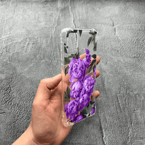 Чохол для Samsung Galaxy M30s / M21 з захистом камери з квітами бузкові півонії протиударний прозорий силіконовий чохол