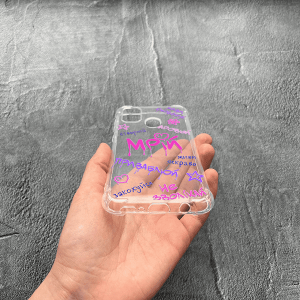 Чехол для Samsung Galaxy M30s / M21 с защитой камеры с надписью мечтай противоударный прозрачный силиконовый чехол