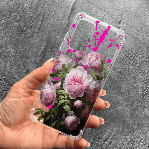 Чохол для Xiaomi Mi 10T / 10T Pro з рожевими півоніями протиударний прозорий силіконовий чохол